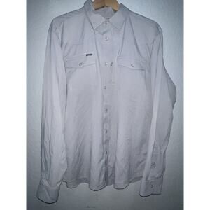 Poncho Regular Fishing Shirt Men's L Gray Pearl Snap Western Stretch UPF 50+